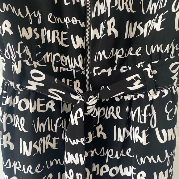 NWT New York & Co Jumpsuit; Black & White Text; - Picture 4 of 8